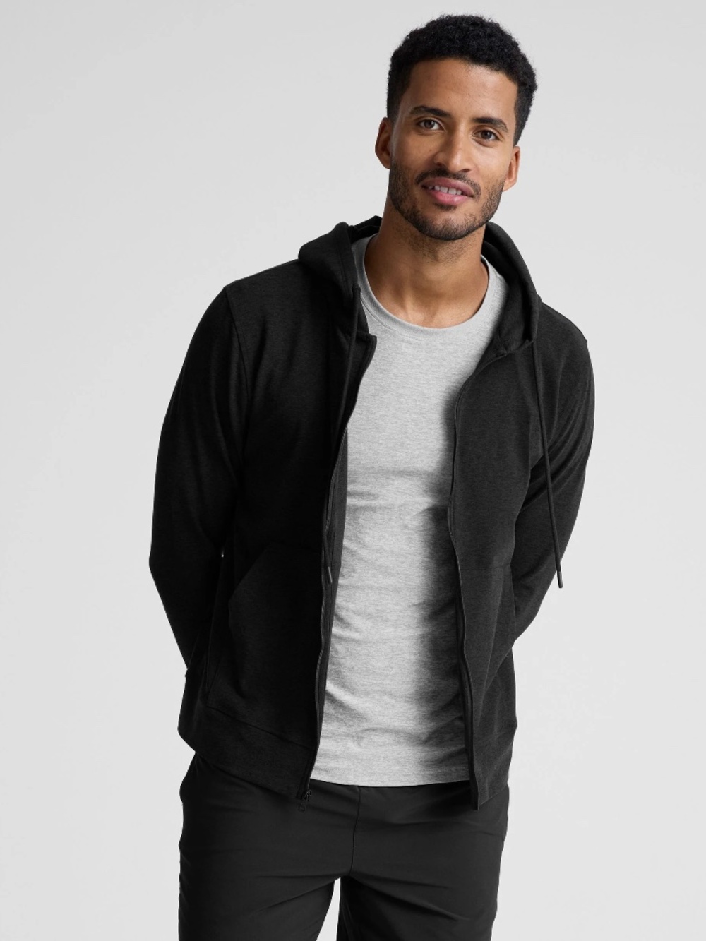 NWT Beyond Yoga Men's Freefit Zip Hoodie in Darkest Night